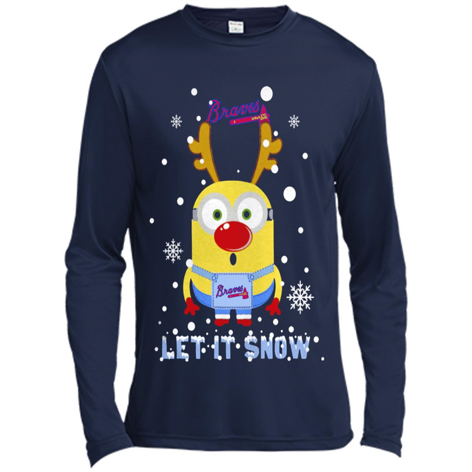 Minion Atlanta Braves Ugly Christmas Sweater Let it Snow - Canvas Long Sleeve T-Shirt