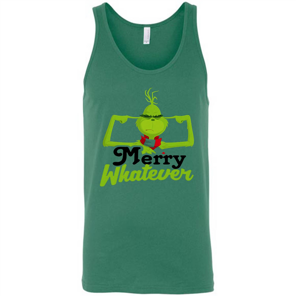 Grinch Merry Whatever Funny Christmas Sporty - Canvas Unisex Tank
