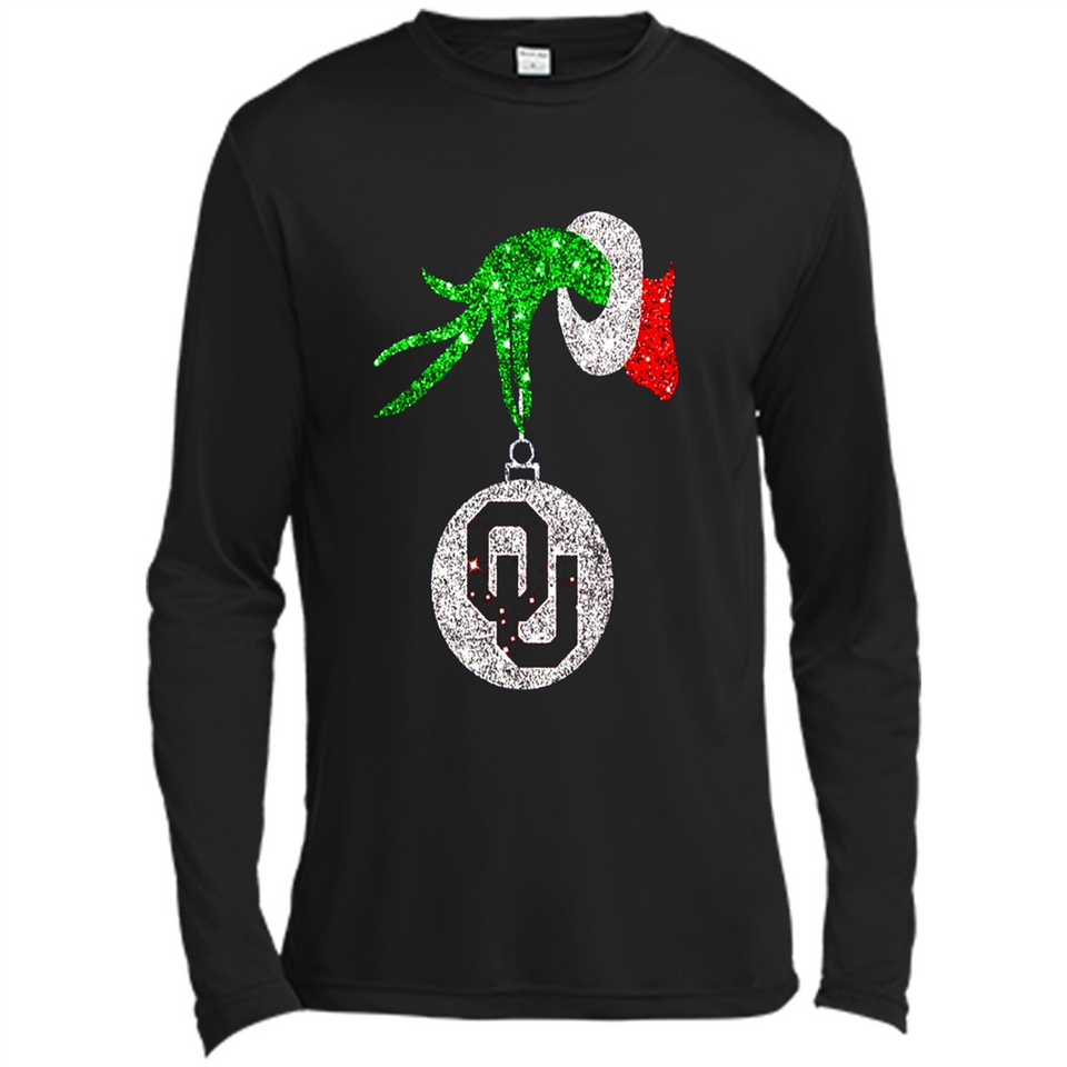 Amazing tee Oklahoma Sooners Glitter Grinch Monogram Ornament Christmas Gift - Canvas Long Sleeve T-Shirt