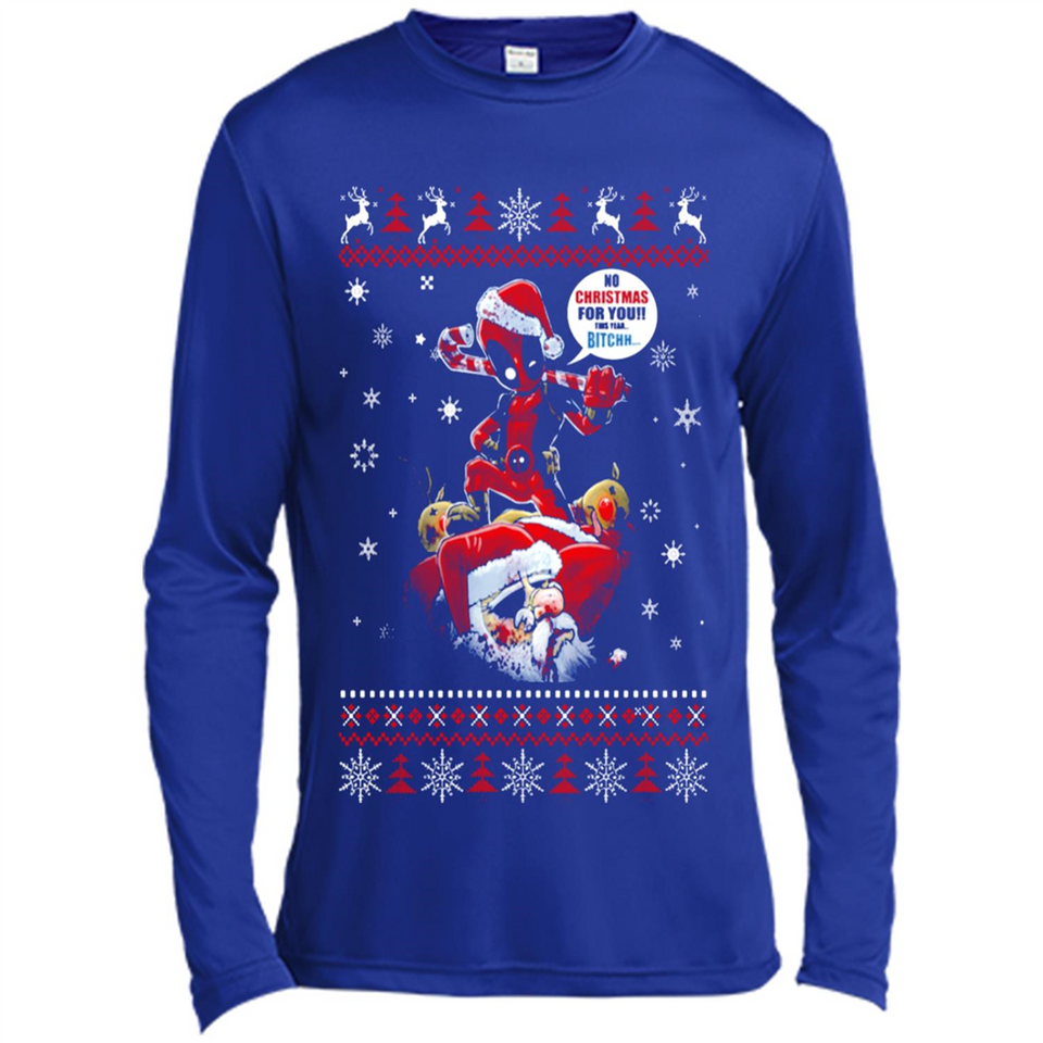 No Christmas for You – Deadpool Santa Claus Ugly Sweater - Canvas Long Sleeve T-Shirt