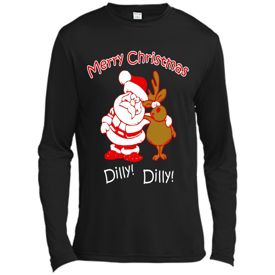 Christmas T-Shirt Santa And Reindeer Dilly Dilly - Canvas Long Sleeve T-Shirt
