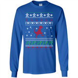 Dinosaur and Santa Ugly Christmas Sweater - Long Sleeve T-Shirt