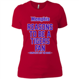 Reasons to be a Memphis Tigers Fan Complete List on Back - Ladies' Boyfriend T-Shirt
