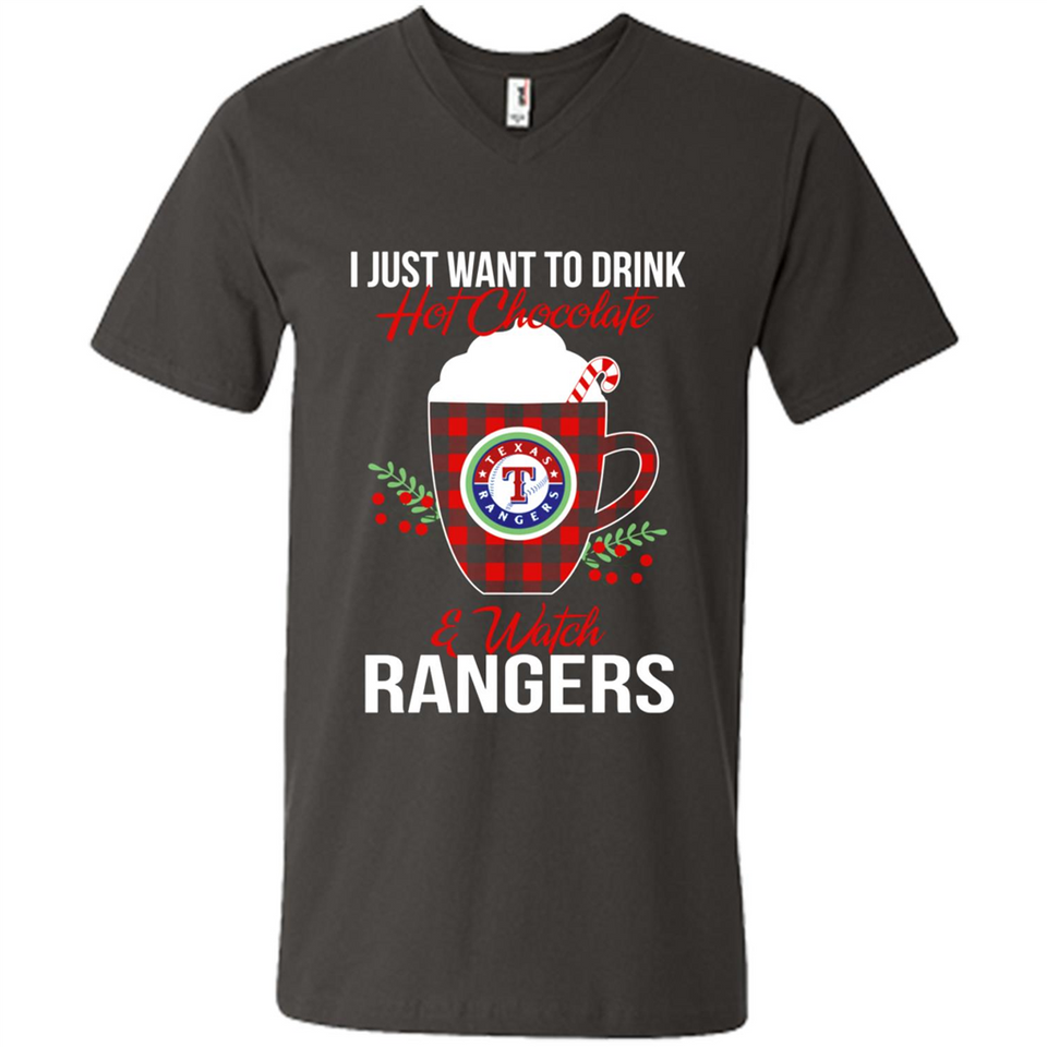 I Just Want To Drink Hot Chocolate & Watch Texas Rangers Ugly Christmas Sweater PINGPONG