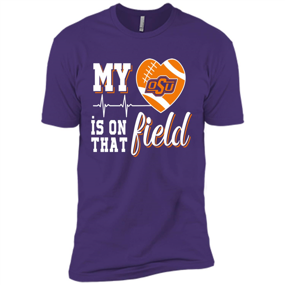 Oklahoma State Cowboys Football My Heart is on that Field - Premium Short Sleeve T-Shirt