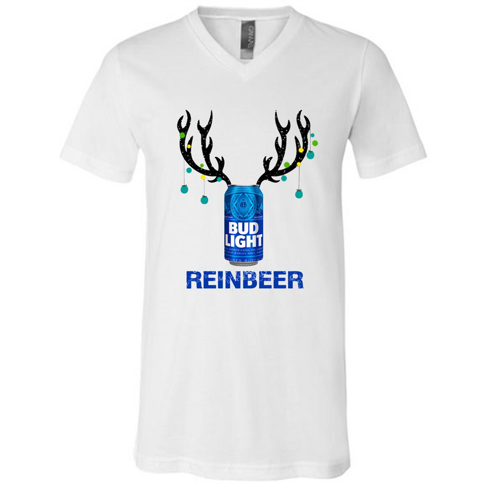 Bud Light Reinbeer Funny Beer Reindeer Christmas Sweatshirt - Canvas Unisex V-Neck