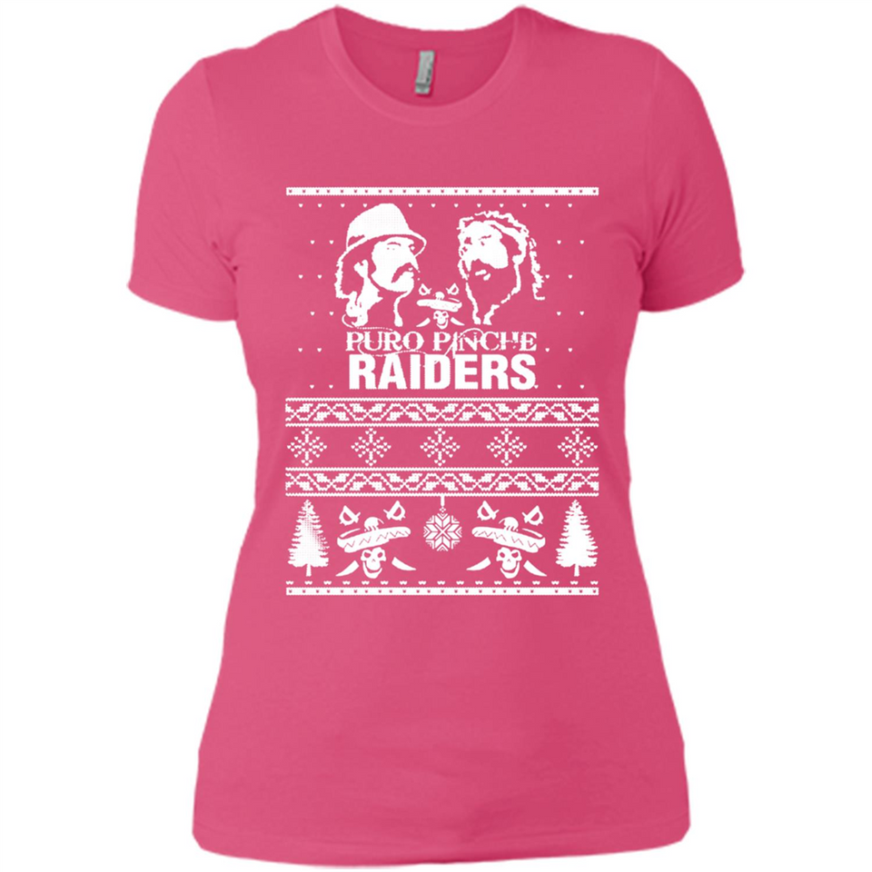 Puro Pinche Raiders Ugly Christmas Sweater - Ladies' Boyfriend T-Shirt