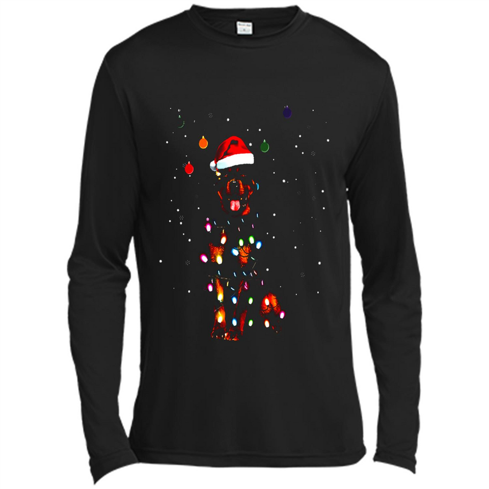 Rottweiler Santa Lights Christmas Dog Xmas Sweatshirt - Canvas Long Sleeve T-Shirt