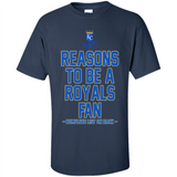 Reasons to be a Kansas City Royals Fan Complete List on Back - Shirt