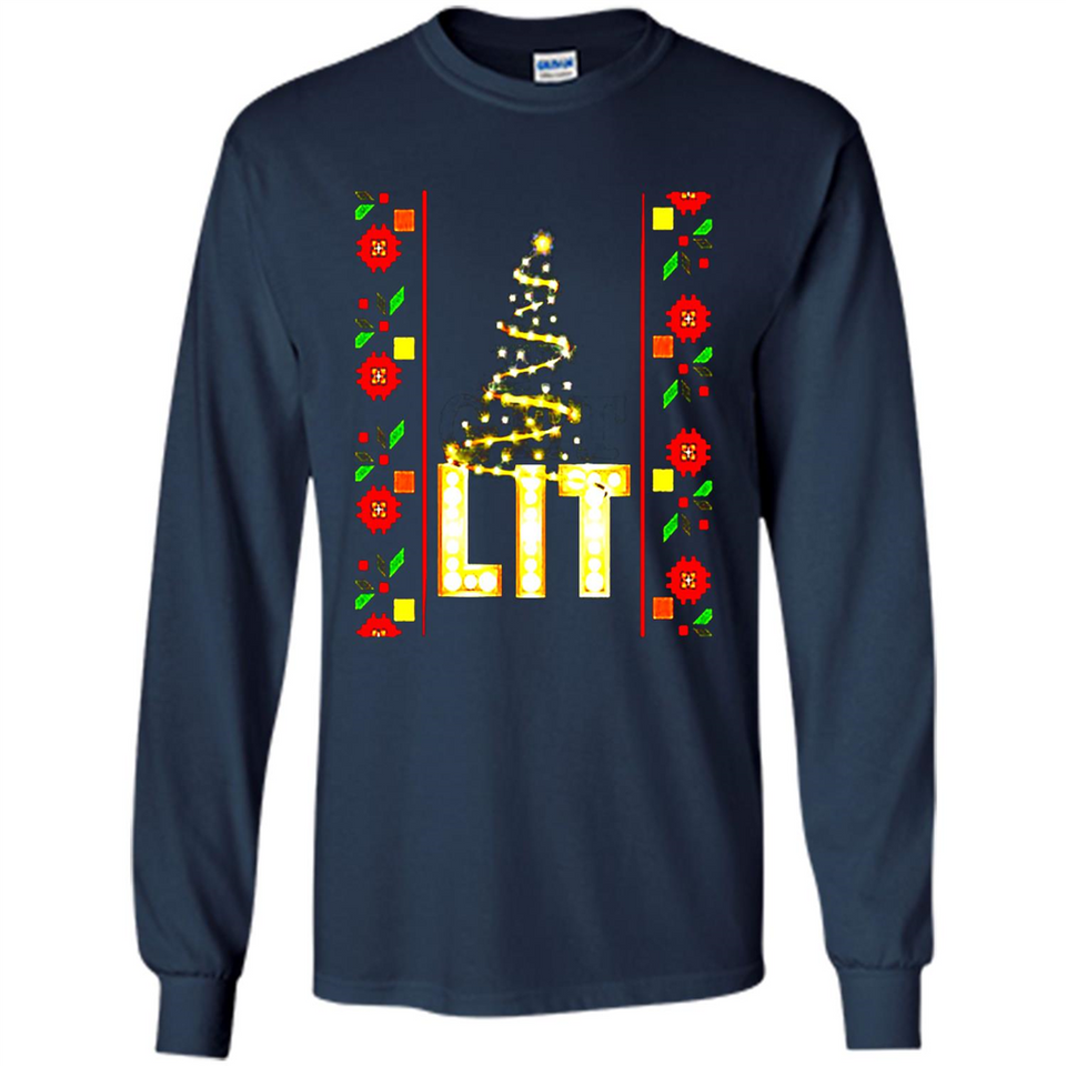 Funny Lets Get Lit Christmas Tree - Long Sleeve T-Shirt