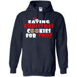 Womens Funny Eating Christmas Cookies For Two Pregnancy - Hoodie