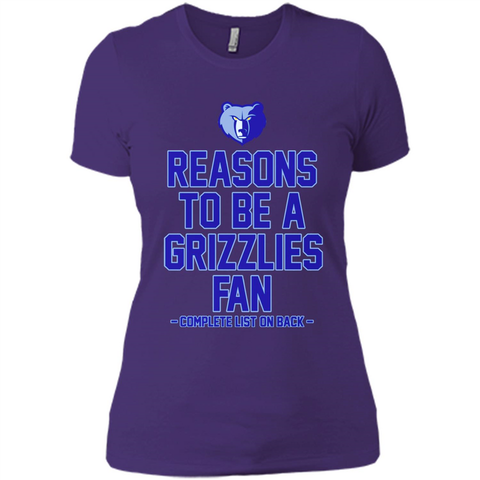 Reasons to be a Memphis Grizzlies Fan Complete List on Back - Ladies' Boyfriend T-Shirt