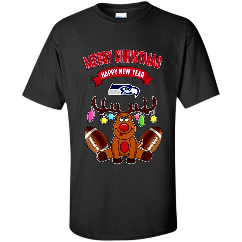Seattle Seahawks NFL Reindeer Funny Merry Christmas And Happy New Year