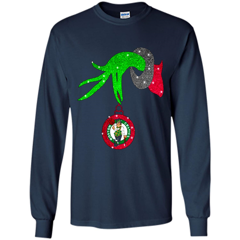 GRINCH HAND HOLDING BOSTON CELTICS NBA GLITTER CHRISTMAS PINGPONG