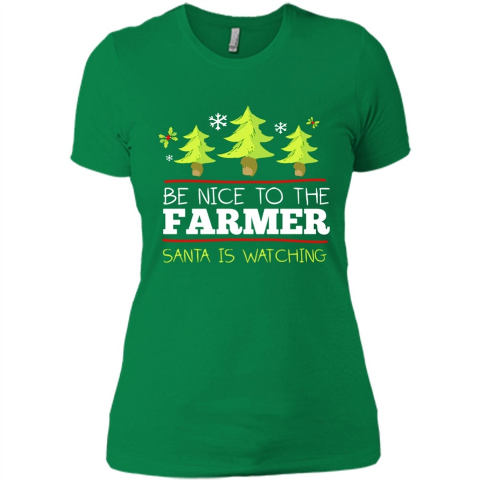 Be Nice to Farmer Santa Watching Christmas - Ladies' Boyfriend T-Shirt