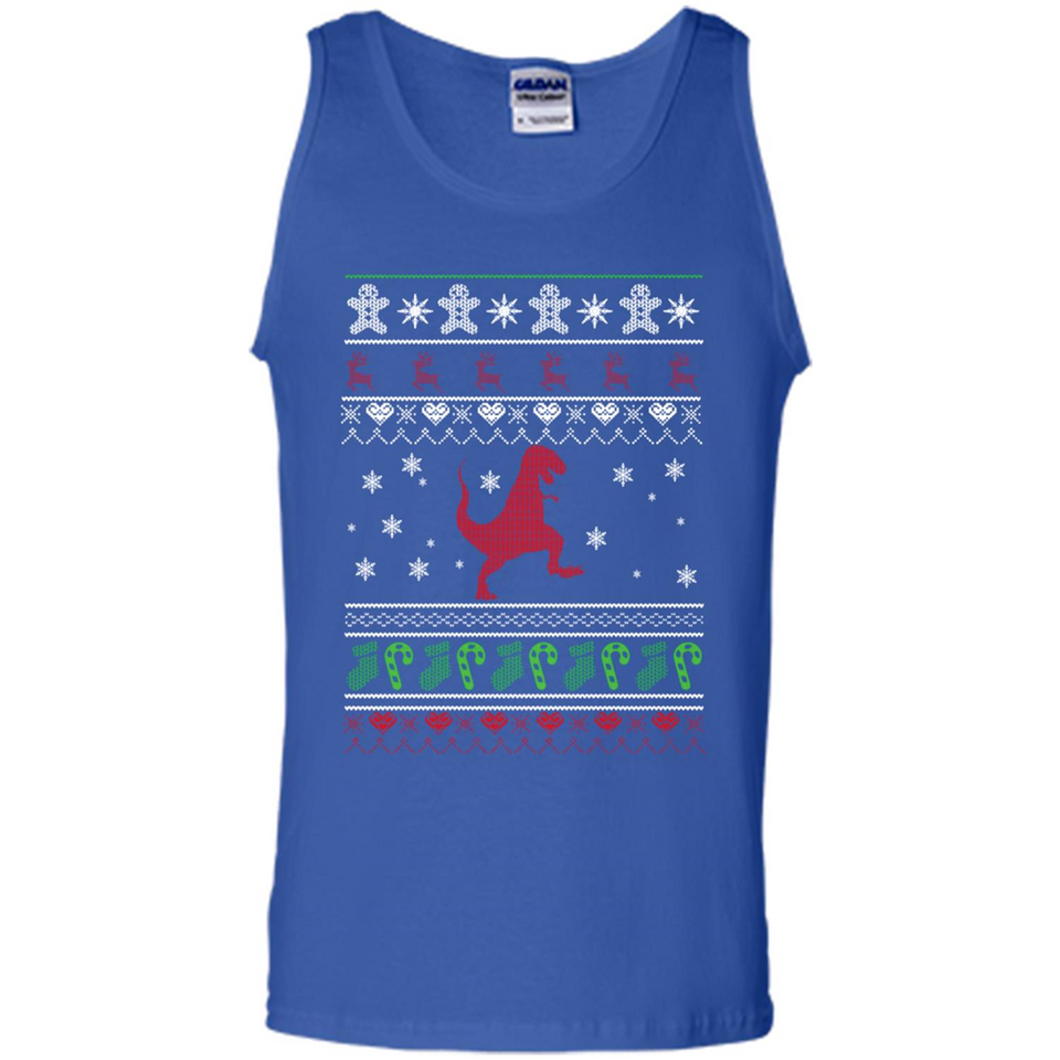 Dinosaur and Santa Ugly Christmas Sweater - Tank Top