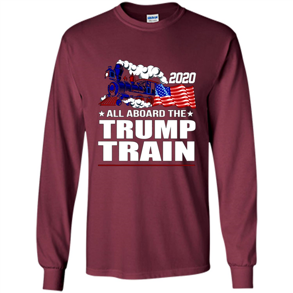 All Board The Trump Train 2020 Patriotic U.S Flag pingpong - Long Sleeve T-Shirt