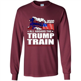 All Board The Trump Train 2020 Patriotic U.S Flag pingpong - Long Sleeve T-Shirt