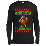 Merry Thankmas Ugly Xmas Thanksgiving Turkey Sweatshirt - Canvas Long Sleeve T-Shirt
