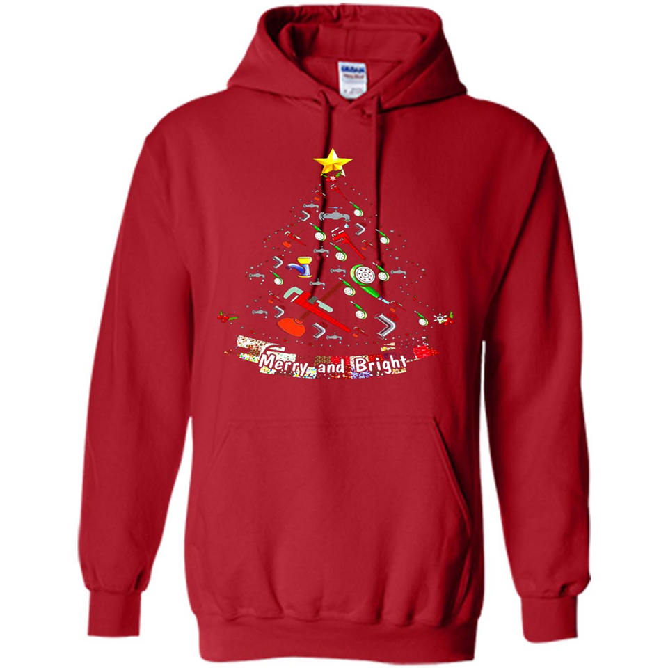 Merry And Bright Plumber Christmas Tree Shirt PINGPONG - Hoodie