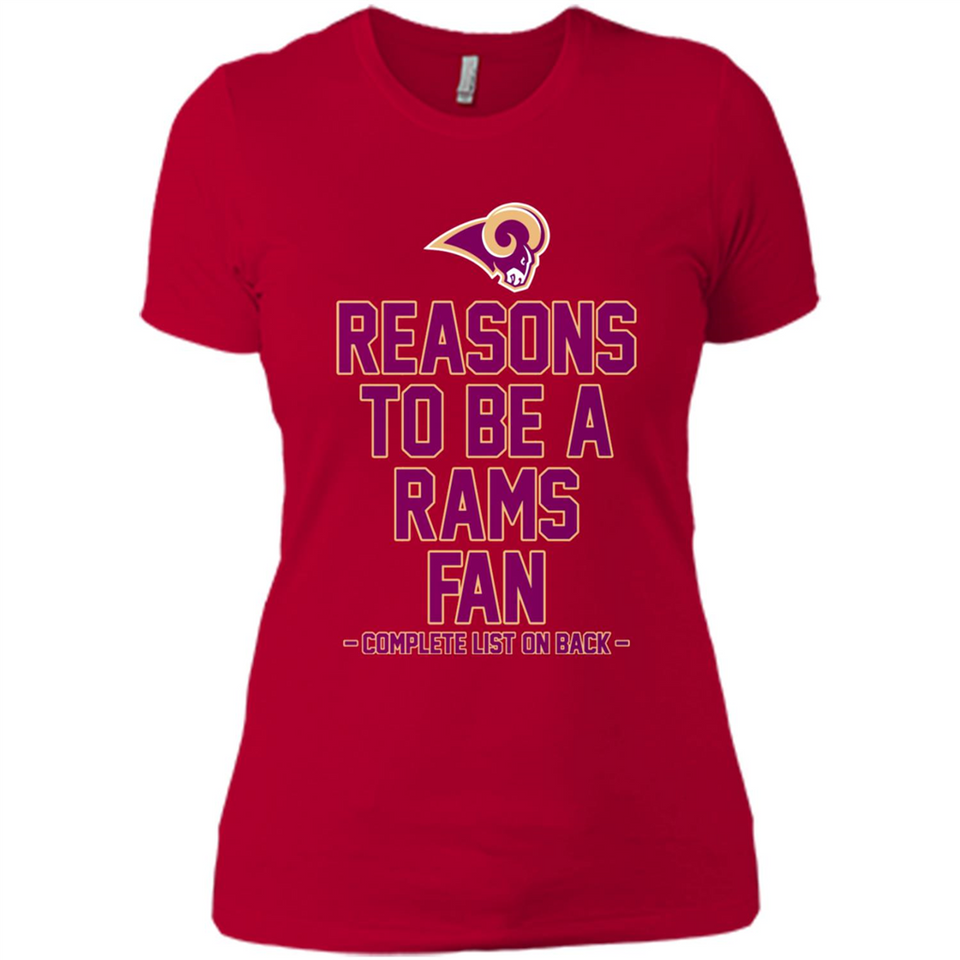 Reasons to be a Los Angeles Rams Fan Complete List on Back - Ladies' Boyfriend T-Shirt