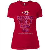 Reasons to be a Los Angeles Rams Fan Complete List on Back - Ladies' Boyfriend T-Shirt