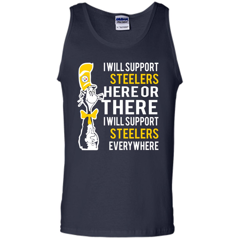 Shirt For Dr Seuss Cat And Pittsburgh Steelers Fans - Tank Top
