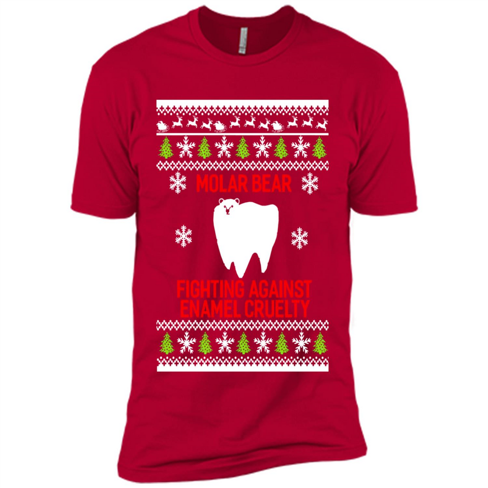 Molar bear fighting against enamel cruelty Christmas - Premium Short Sleeve T-Shirt