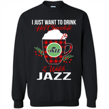 I Just Want To Drink Hot Chocolate & Watch Utah Jazz Ugly Christmas Sweater PINGPONG