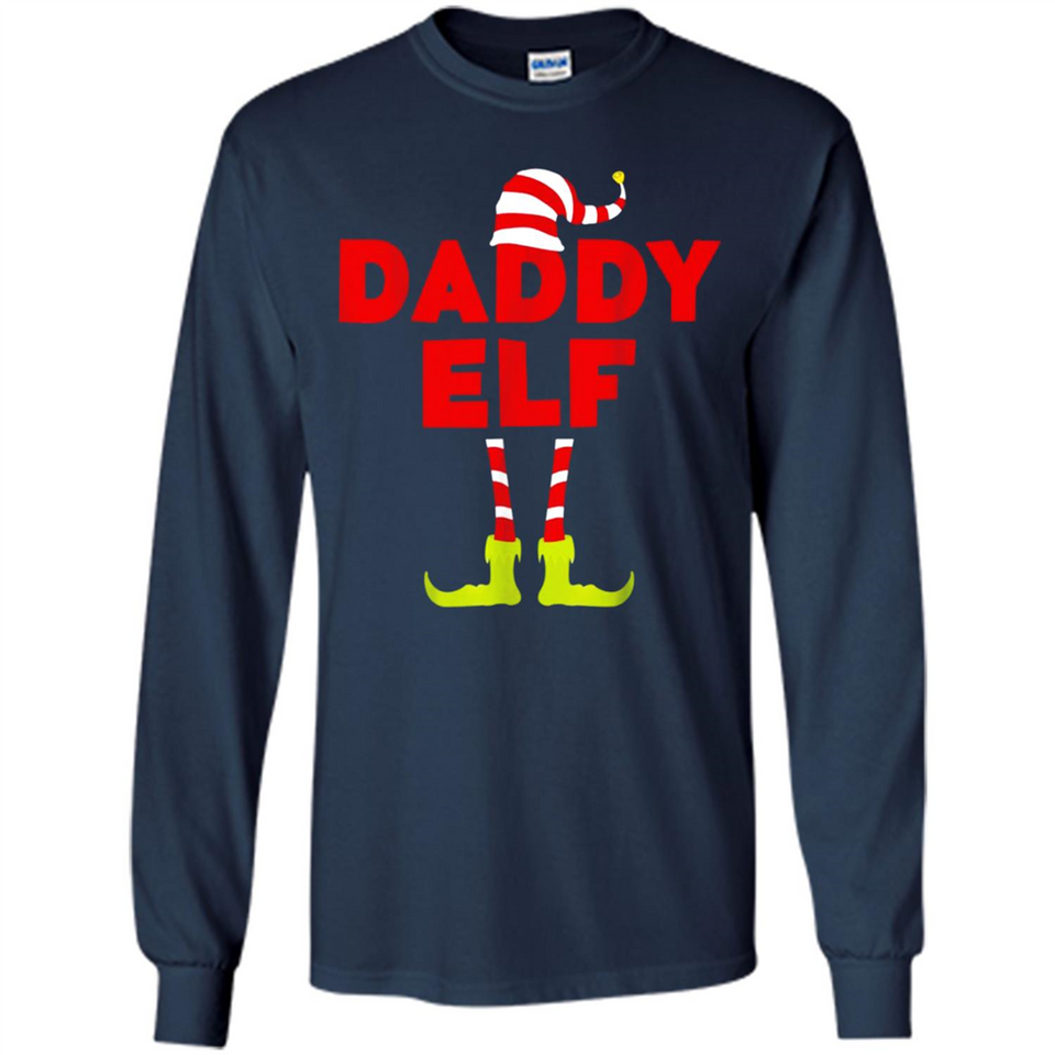 Mens Daddy Elf T-Shirt Funny Matching Christmas Costume - Long Sleeve T-Shirt