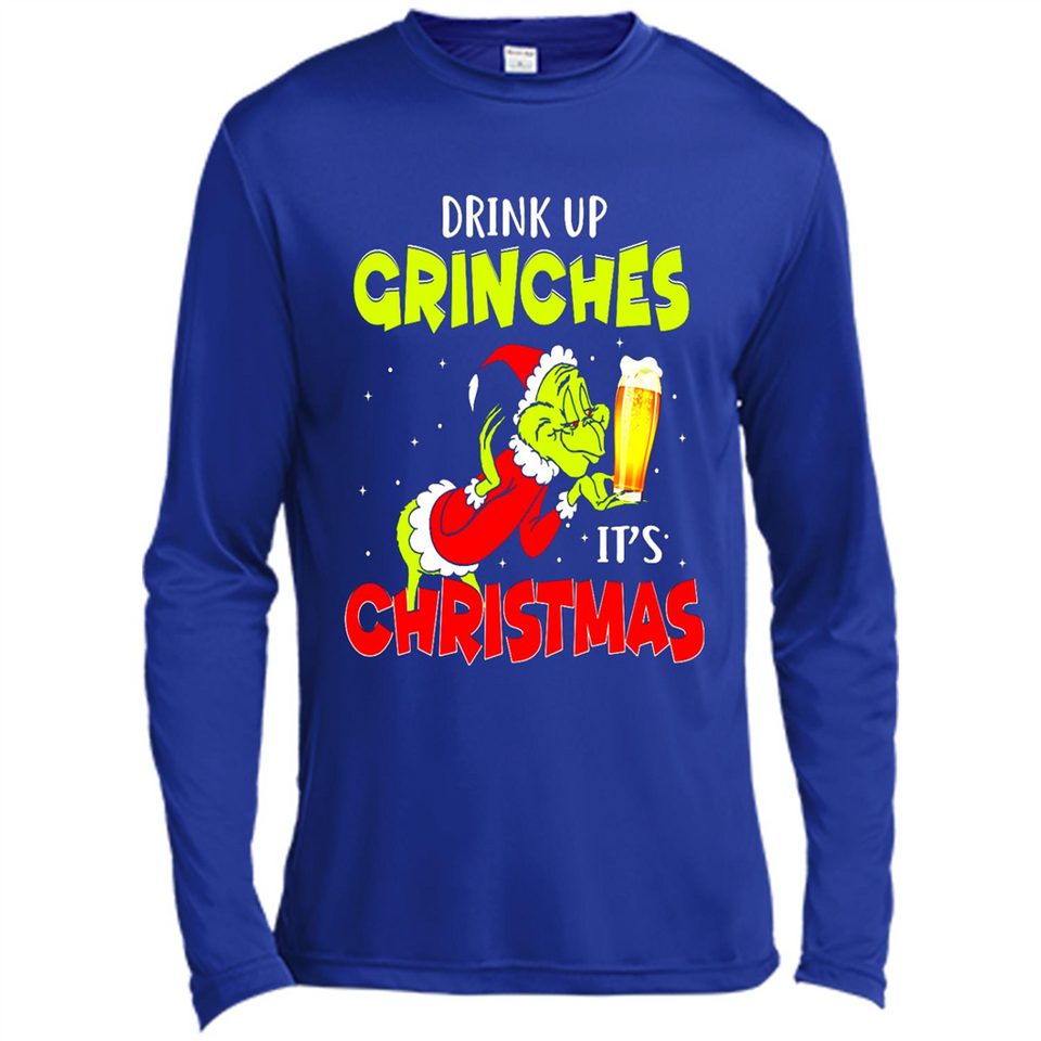 Drink Up Grinches it_s Christmas - Merry Xmas Sweatshirt - Canvas Long Sleeve T-Shirt
