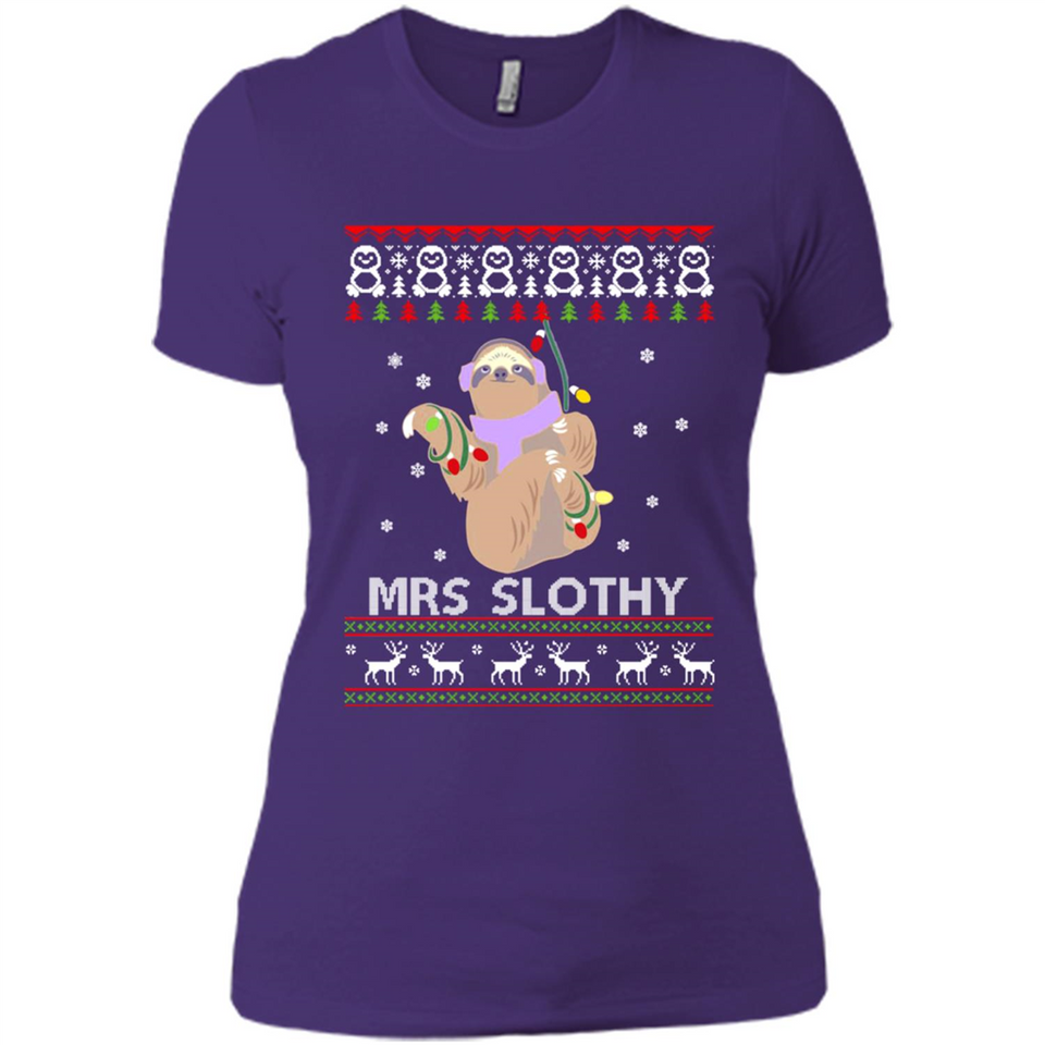 Mrs Slothy Christmas - Ladies' Boyfriend T-Shirt