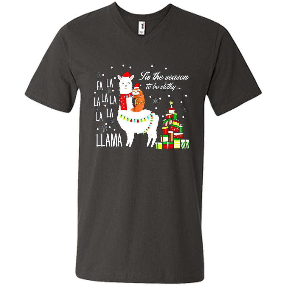 Llama Tis the season to be slothy Christmas sweatshirt PINGPONG - Men's V-Neck