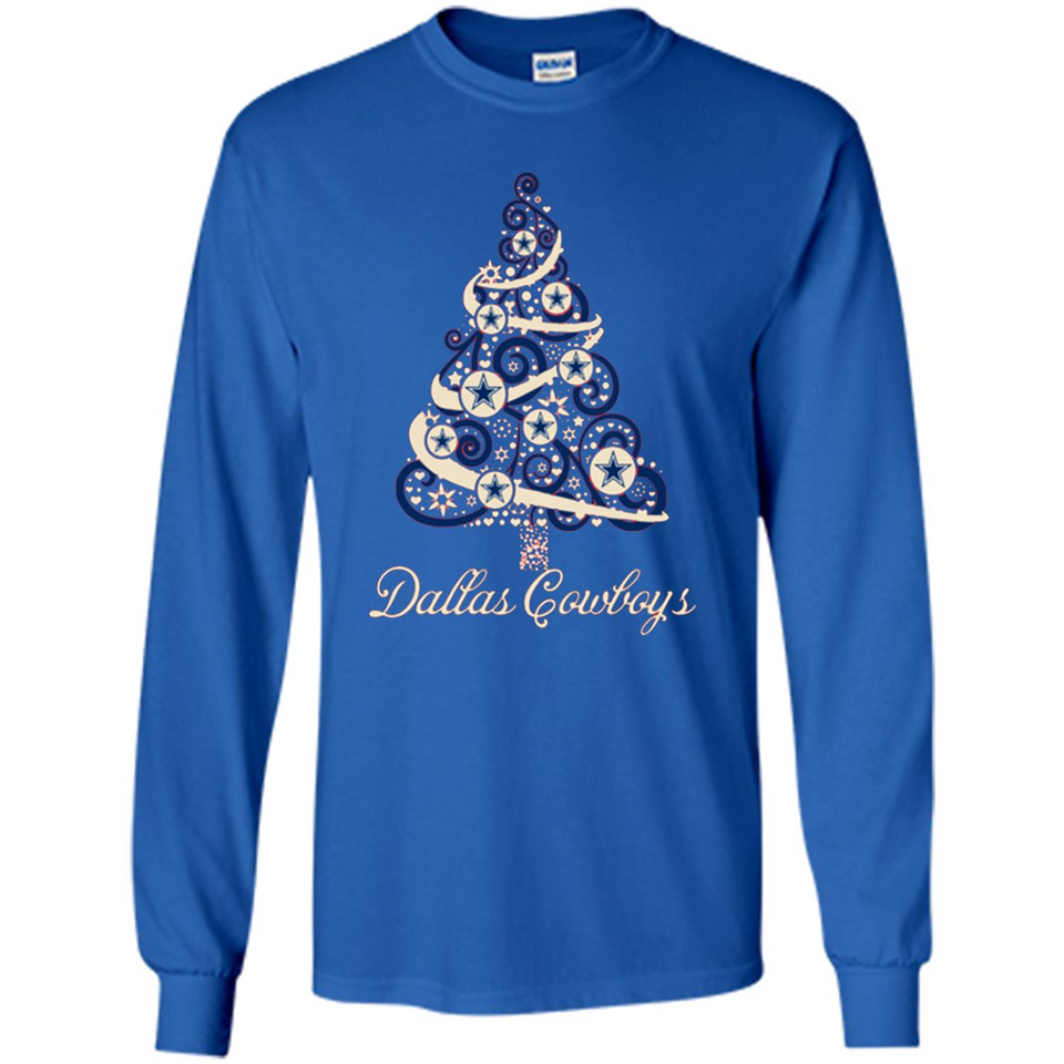 Dallas Cowboys NFL Football Team Logo Christmas Tree T-Shirt - Long Sleeve T-Shirt