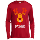 Dasher Reindeer Santa Claus Funny Xmas Holiday T-Shirt - Canvas Long Sleeve T-Shirt