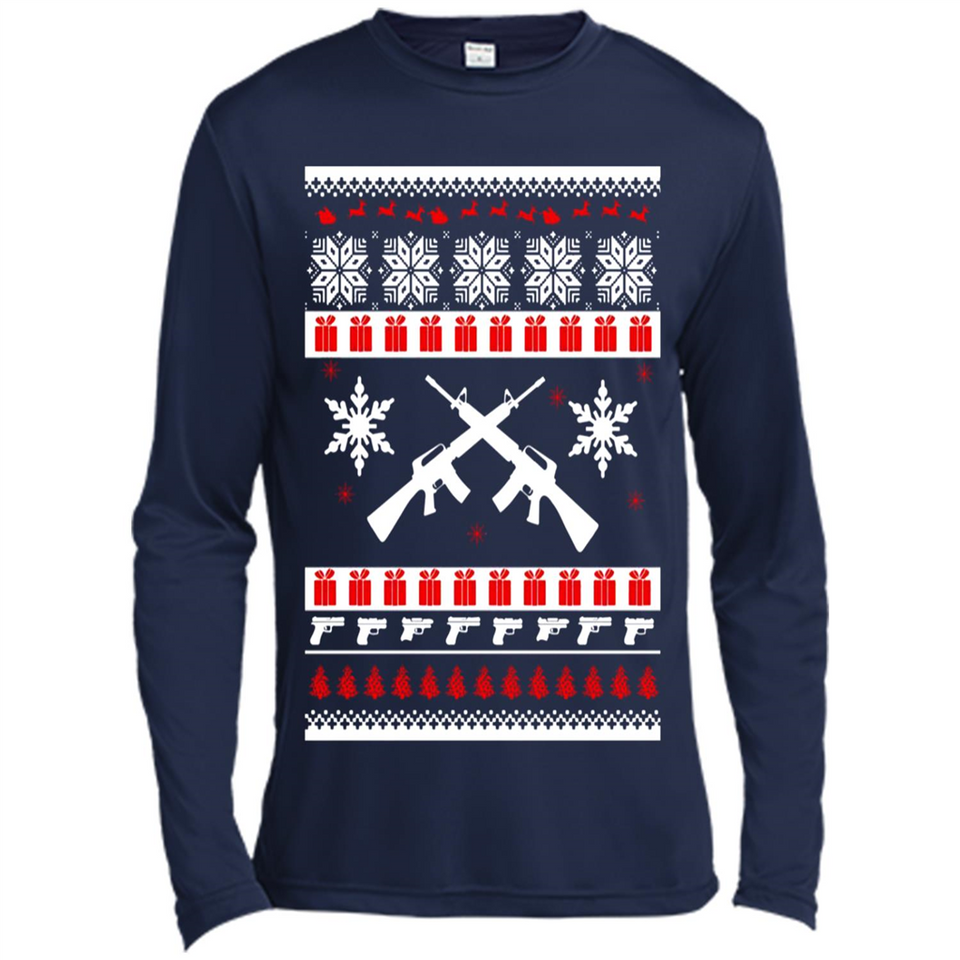 Rifle I Want Rifle Guns For Christmas ugly - Canvas Long Sleeve T-Shirt