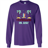 Christmas In July Shirt Surfing Palm Trees Surfboard - Long Sleeve T-Shirt
