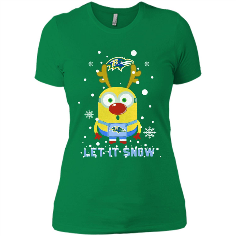 Minion Baltimore Ravens Ugly Christmas Sweater Let it Snow - Ladies' Boyfriend T-Shirt