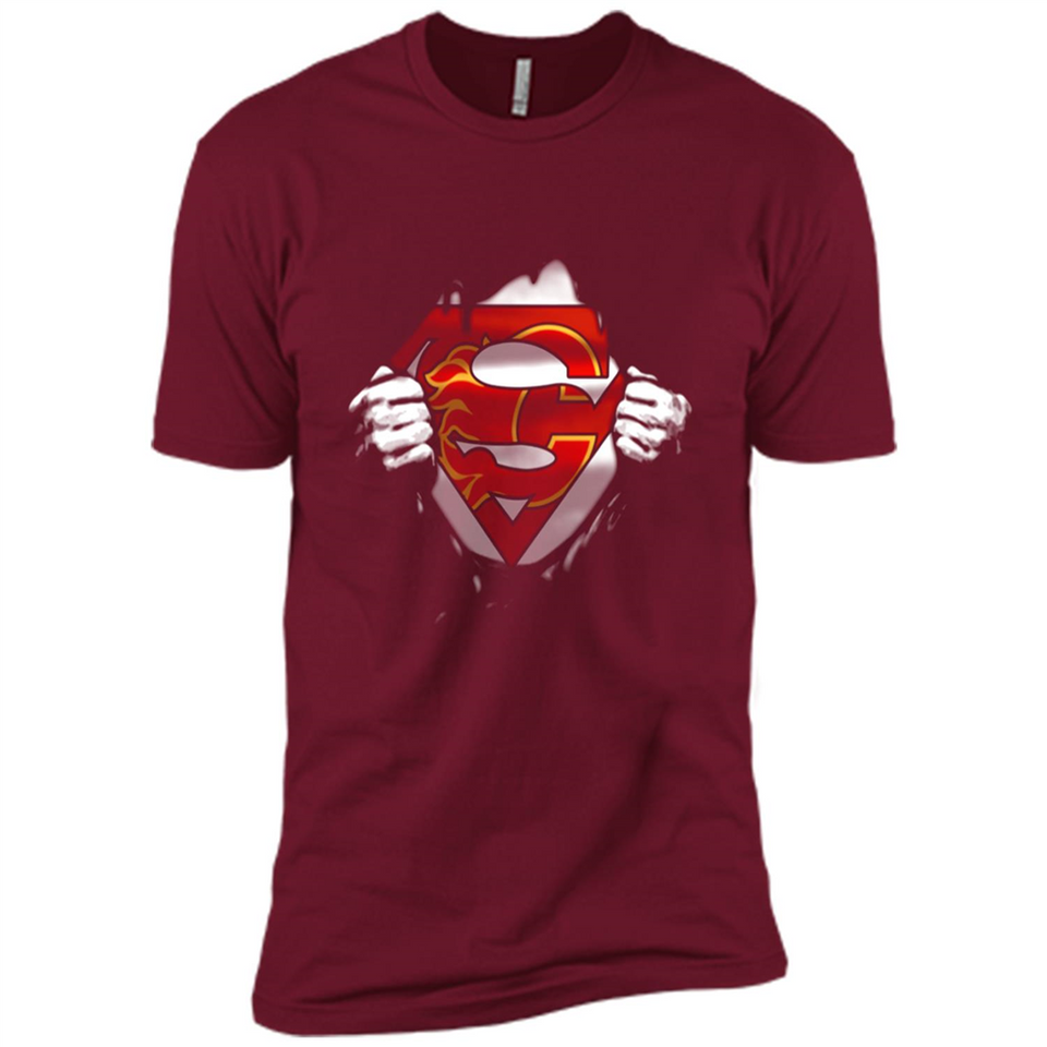 Calgary Flames And Superman Fans - Premium Short Sleeve T-Shirt