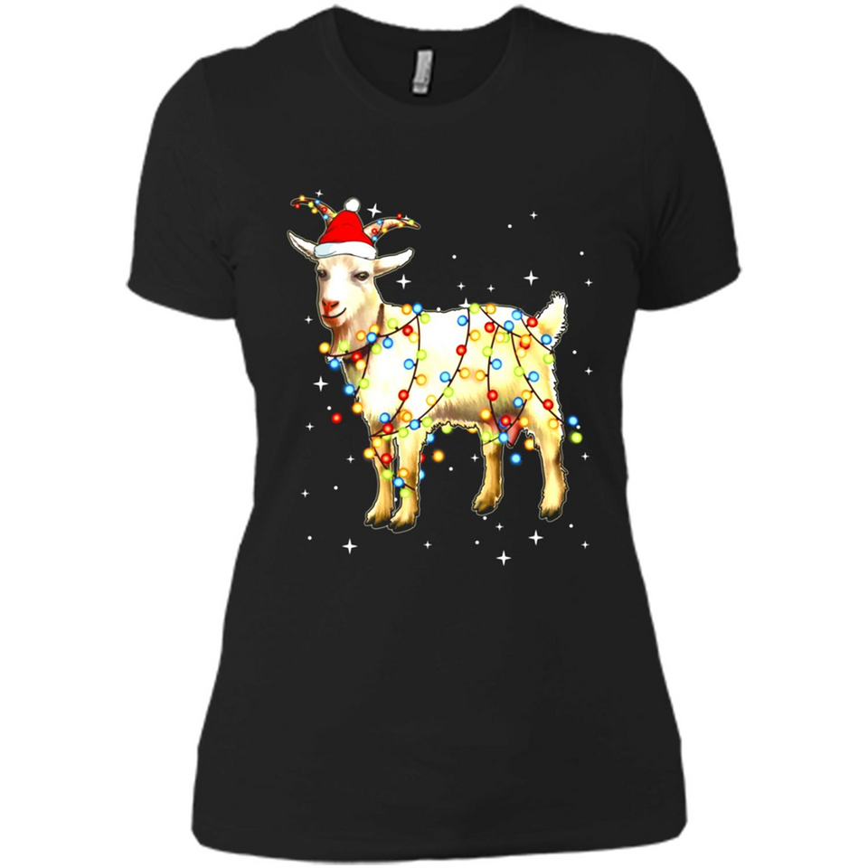 Christmas Lights Goat Wearing Santa Hat Funny Xmas - Ladies' Boyfriend T-Shirt