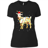 Christmas Lights Goat Wearing Santa Hat Funny Xmas - Ladies' Boyfriend T-Shirt