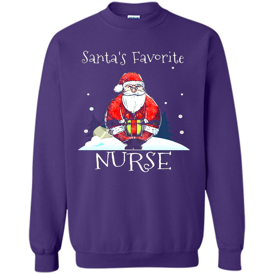 Funny Christmas Nurse Shirt, Santa_s Favorite Nurse - Sweatshirt