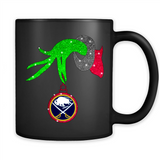GRINCH HAND HOLDING BUFFALO SABRES GLITTER CHRISTMAS PINGPONG