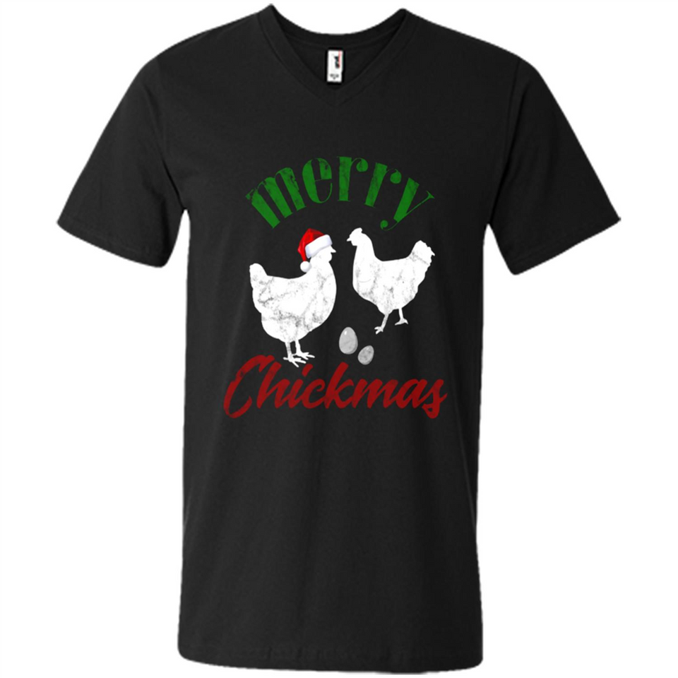 Christmas Chicken Shirt Santa Hens Lover Funny Farmer Gift - Men's V-Neck