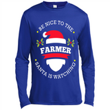 Be Nice to Farmer Santa Watching Christmas 1 - Canvas Long Sleeve T-Shirt