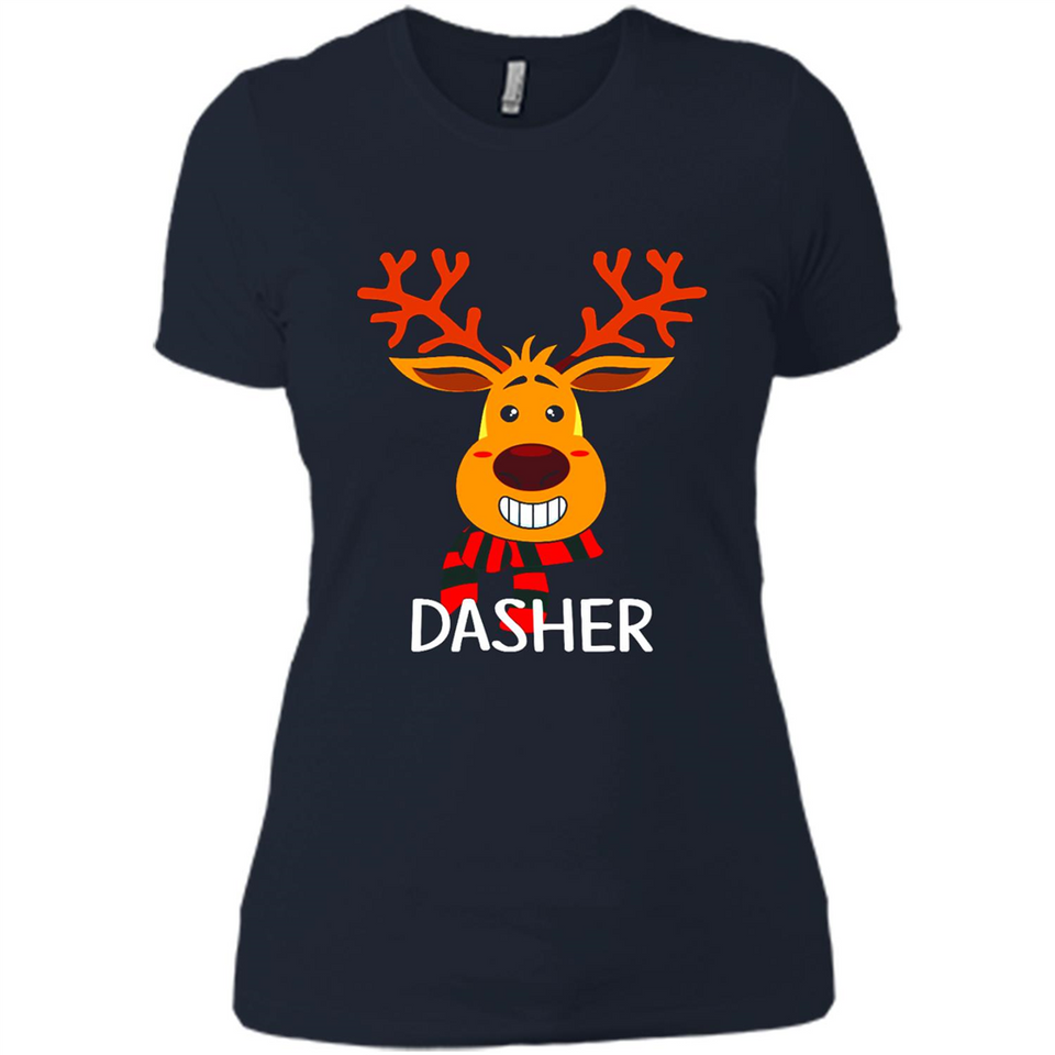 Dasher Reindeer Santa Claus Funny Xmas Holiday T-Shirt - Ladies' Boyfriend T-Shirt