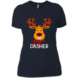 Dasher Reindeer Santa Claus Funny Xmas Holiday T-Shirt - Ladies' Boyfriend T-Shirt