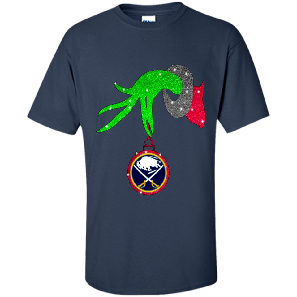 GRINCH HAND HOLDING BUFFALO SABRES GLITTER CHRISTMAS PINGPONG