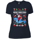 Ugly Christmas Santa Riding Dolphin - Ladies' Boyfriend T-Shirt