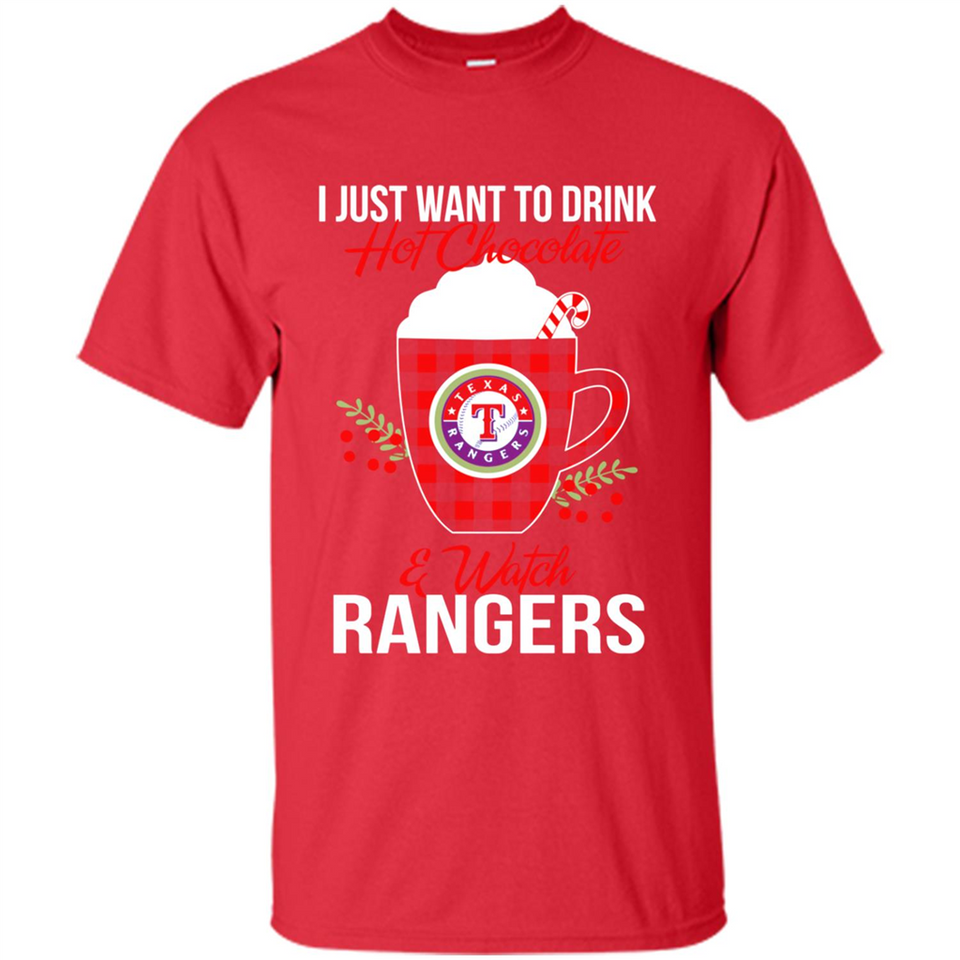 I Just Want To Drink Hot Chocolate & Watch Texas Rangers Ugly Christmas Sweater PINGPONG
